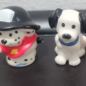 Fisher-Price Little People Dalmatian Figures - Black, White, Red, Blue